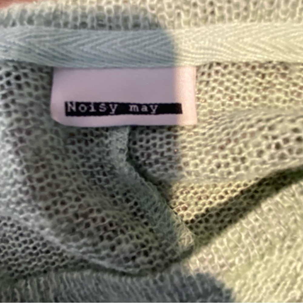 NOISY MAY Sage Mint Green Loose Knit Sweater Cardigan Lightweight Size Small - Picture 12 of 12